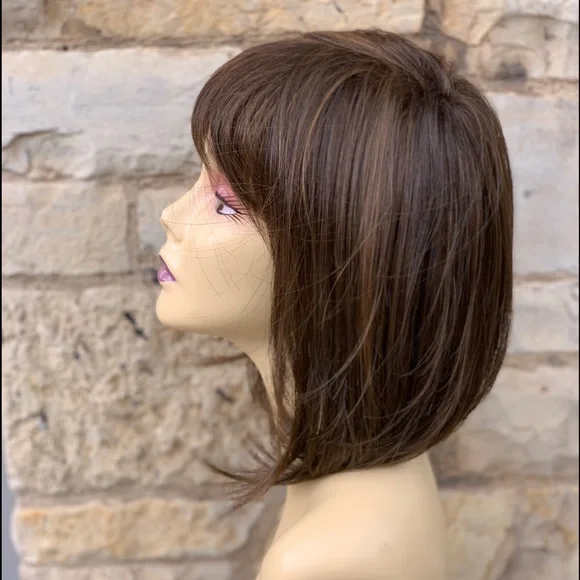 Short Chestnut Brown Bob Hairuwear Wig 2020 Amazon.com : REECHO Brown Bob Wig with Bangs, 11 main image 2